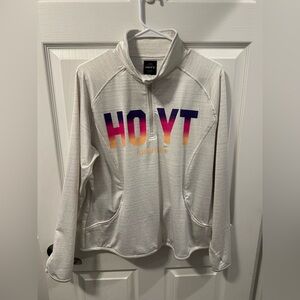 Hoyt Archery Women’s Quarter Zip Pullover Large Gray Gradient Logo Athletic Top